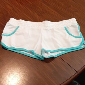 Blue and white vintage-looking athletic shorts